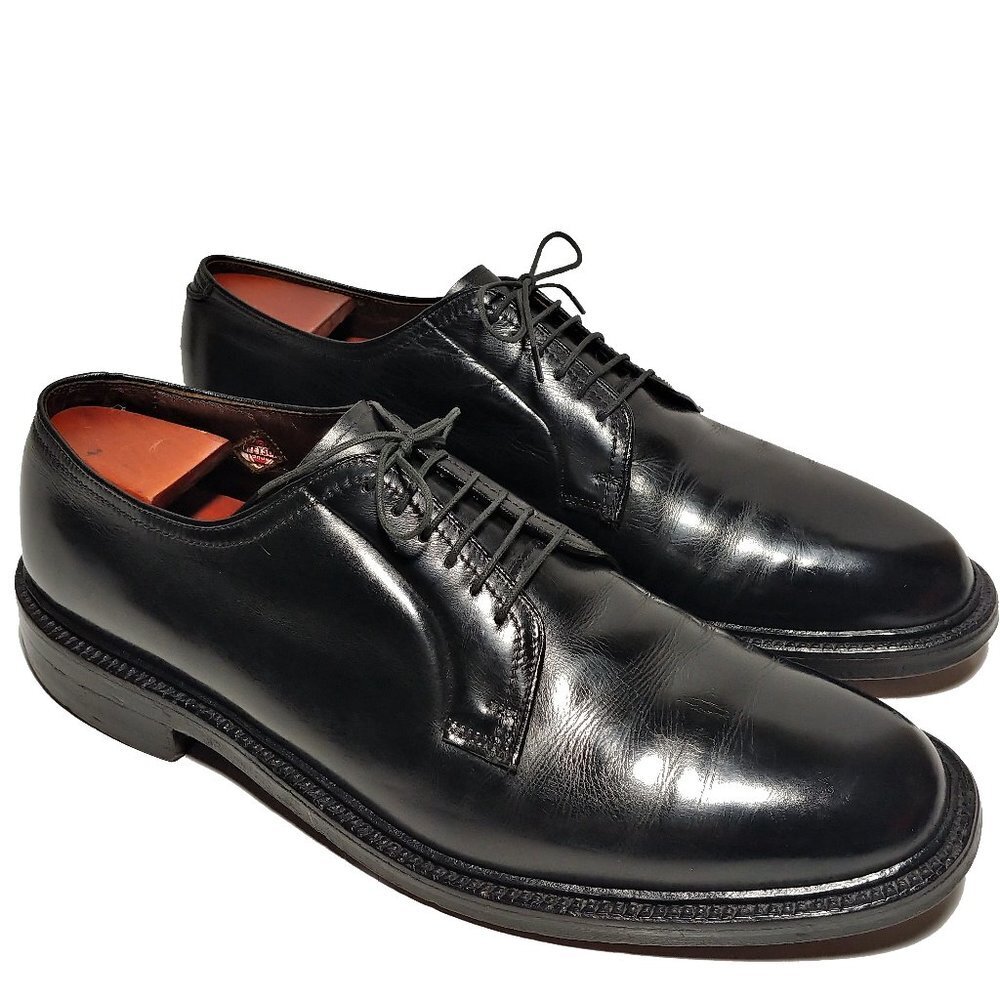 Stetson Vintage V-Cleat Classic Glossy black Butcher Dress Shoes Sz 12